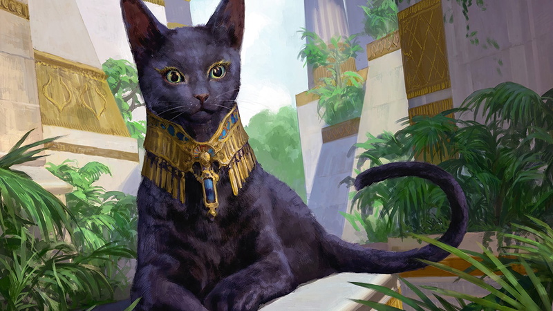 Sacred cat, digital art, Black Cats, Egyptian, 1080P, magic the gathering