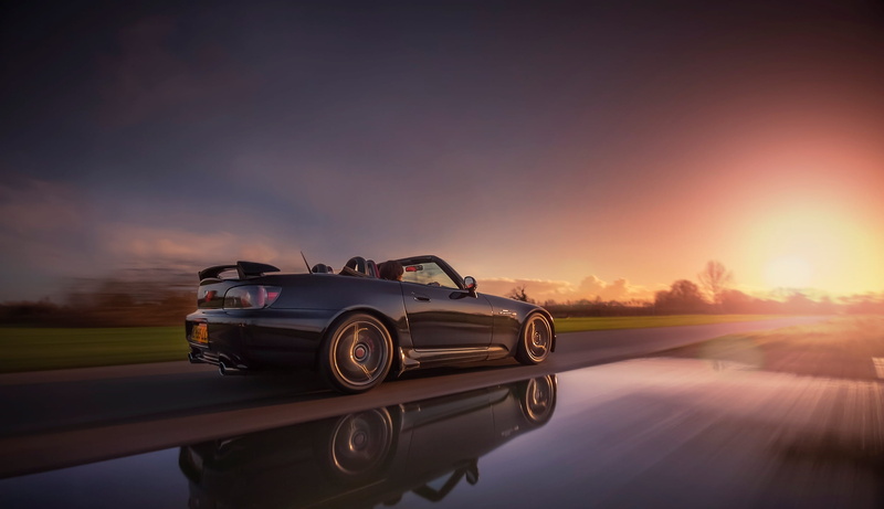 beauty in nature, fullscreen, track, sunset, Honda, travel, convertible, land vehicle, S2000, coupe, background, speed, mode of transportation, car, movement