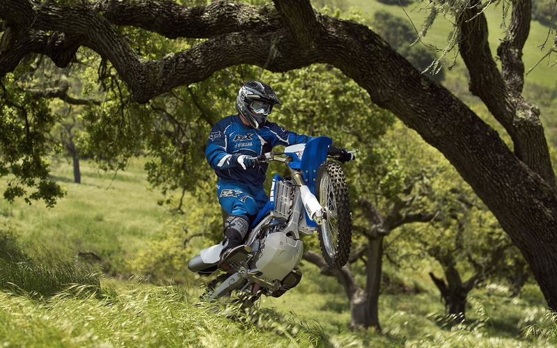yamaha, bike, cross, grass, biker, 1080P, woods