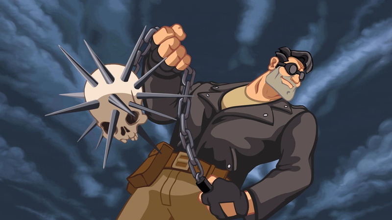 1080P, full throttle remastered flail bottom view jacket glasses sky video games skull