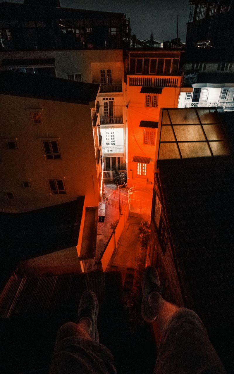 up, city, street, leg, lit, 5K, neon, outdoors, men, city life, communication, high, built structure, residential district, orange color, building exterior