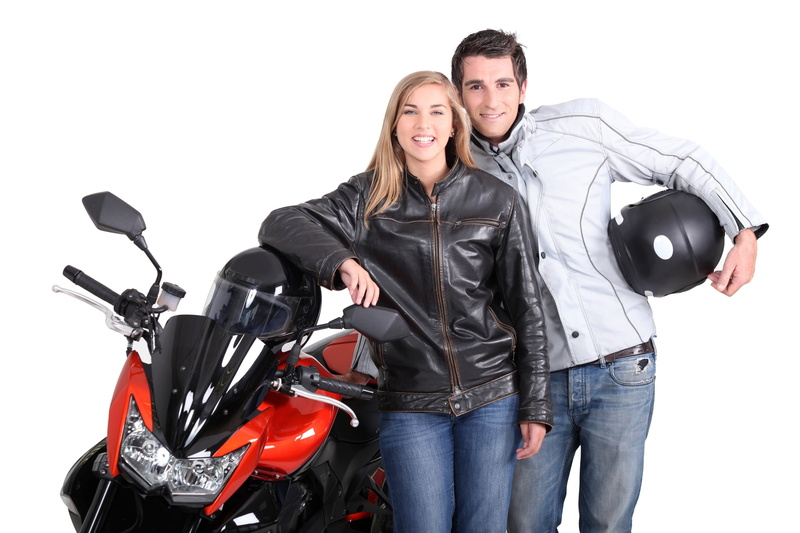 isolated, 2K, smiling, happy, motor bike, two people, caucasian Ethnicity, young Adult, males, casual clothing, leather, couple - Relationship, tour, adult