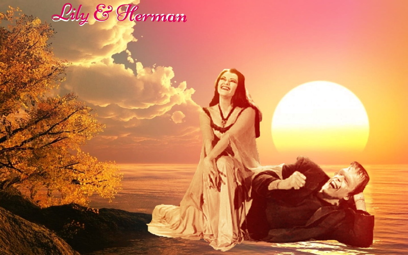 beauty in nature, young women, Herman and Lily Munster, sitting, people, water, full length, sky, sea, 720P, The Munsters, women, Yvonne De carlo, beautiful woman