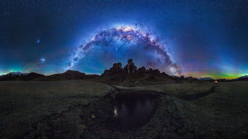 galaxy, panorama, no people, tranquil scene, night sky, non-urban scene, outdoors, mountain, scenics - nature, 1080P, beauty in nature, power in nature