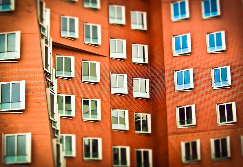 port, window, architecture, brick, low angle view, backgrounds, glass, day, building exterior, city, multi colored, wall, tilt shift, full frame, düsseldorf