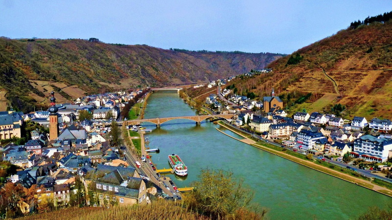 germany, rhine, river, 1080P, bridge, nature and landscapes, panama, canal, town, hills