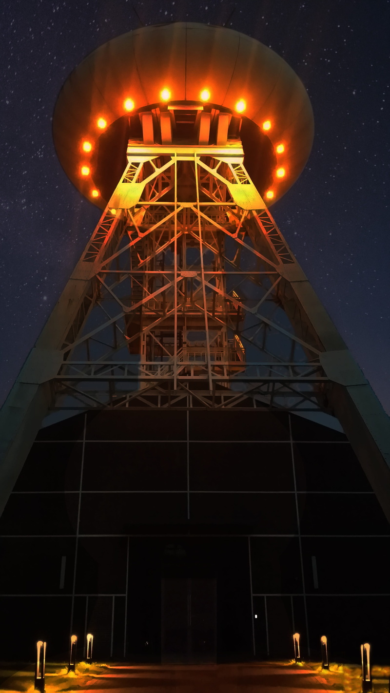 underground, Ufo, Night, colani, flame, sky, lighting Equipment, building exterior, nature, illuminated, outdoors, brambauer, glowing, built Structure