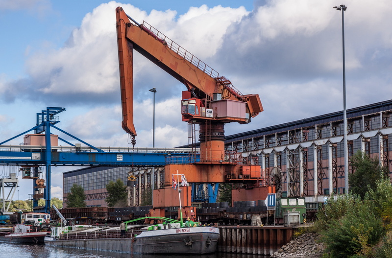 transport, building exterior, construction site, outdoors, cargo, connection, industry, metal, berlin, crane, load lifter, day, work, water, ship, loading