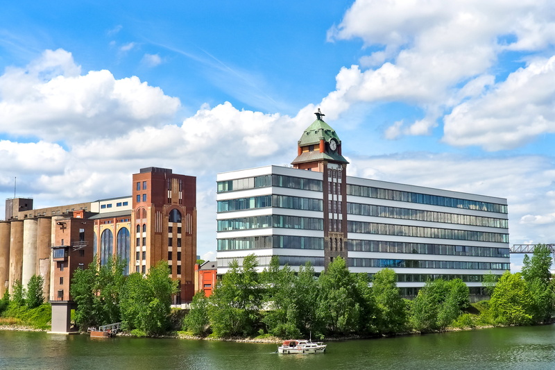 travel, modern, building, waterfront, building exterior, Düsseldorf, day, tree, boats, rhine, 4K, city, nature, built structure, yachts, city view, Harbour