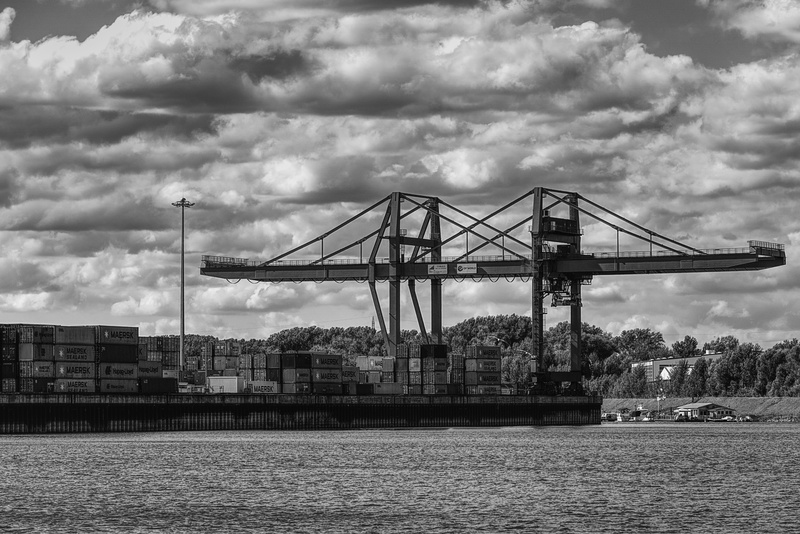crane, 5K, loading, building exterior, bridge - man made structure, connection, cranes, travel, urban, city, envelope, sky, port, water, container, cloud - sky