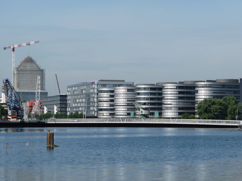 Inner Harbour, no people, north rhine westphalia, architecture, ruhr area, duisburg, inner harbour, built structure, office, reflection, sky, day, construction activity