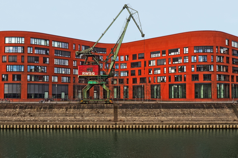day, lines, building exterior, architecture, modern architecture, rhine, modern, cargo, building, house, city, water, 4K, company, no people, development
