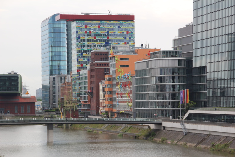 Media, Harbour, Rhine, Water, architecture, city, 5K, residential district, sky, nature, outdoors, media harbour, building, office building exterior, port