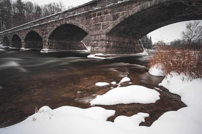frozen, stone bridge, cold, arch bridge, tree, cold temperature, day, 2K, 5 span bridge, architecture, water, outdoors, connection, river, pakenham, ice