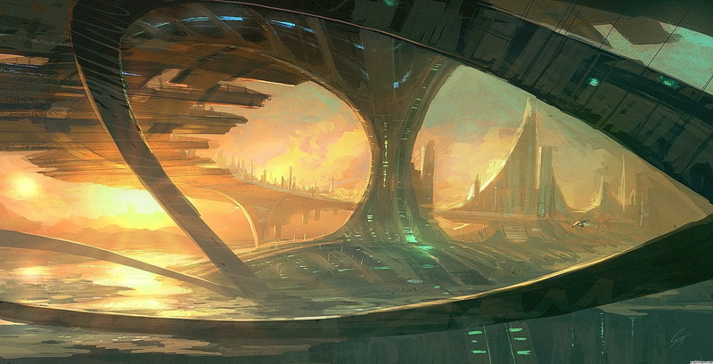 Sunset, City, Technology, Spans, Cityscape, Sci Fi, 720P
