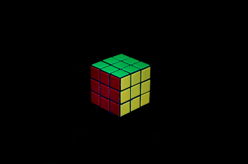 still life, diagonal, toy block, orientation, element, yellow, style, cube shape, banner, black background, copy space, childhood, green, close-up, black