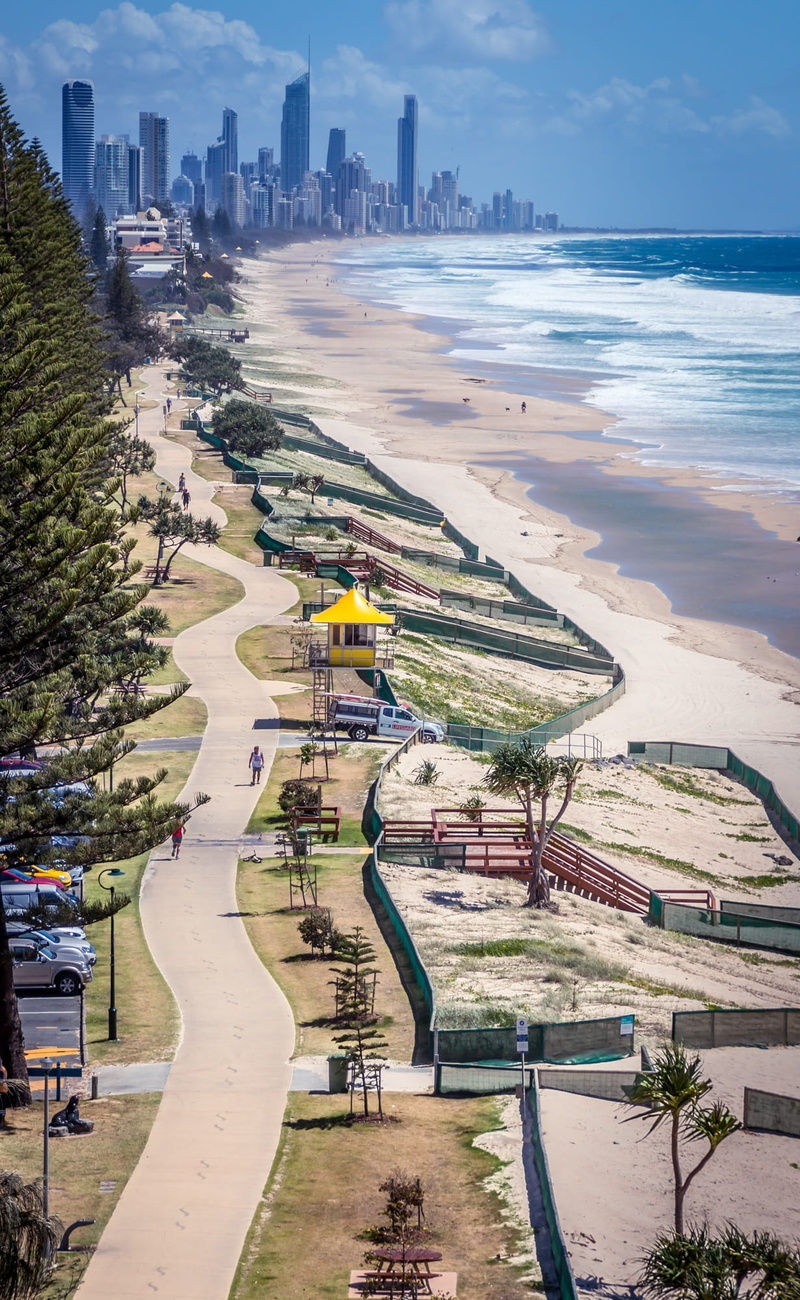 1080P, architecture, sky, outdoor, queensland, building exterior, water, tower, sea, modern, coast, residential, sport, day, Beach, Skyline, tree, landscape