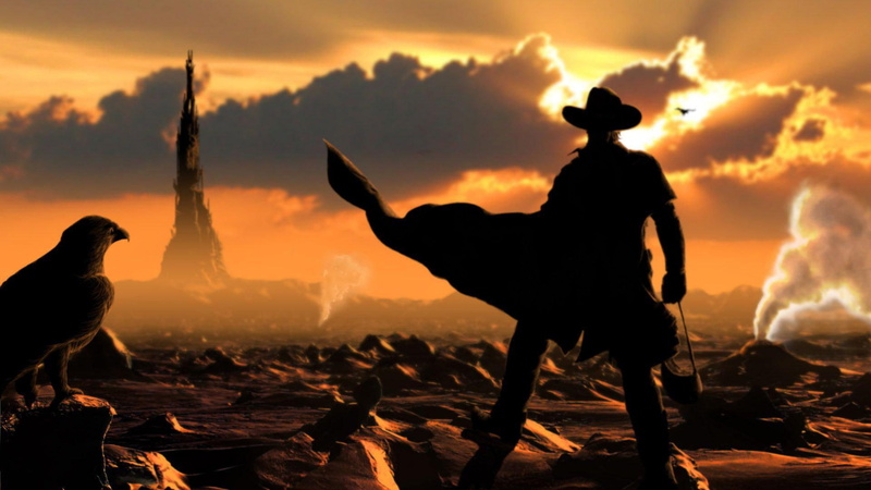 the dark tower, tower, silhouette, 1920x1080, artistic, dark, man, stephen king, 1080P