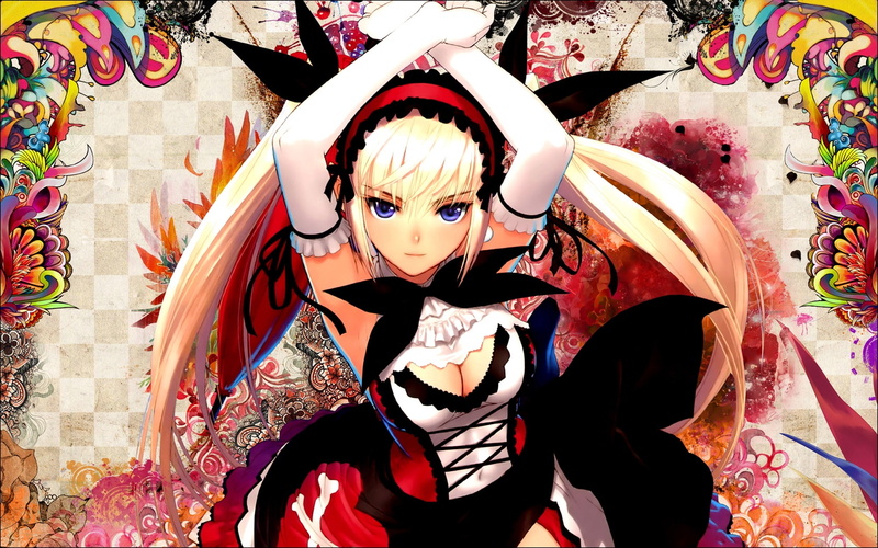 x, stocking, 720P, art, anime, hearts, hot, blondes, hd, Tony Taka, mistral, shining, dress, tony, character, taka, girls