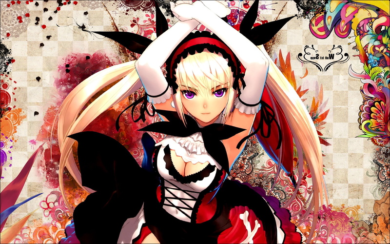 three quarter length, standing, innocence, front view, indoors, portrait, art and craft, creativity, looking at camera, 2K, beautiful woman, anime twintails snyp anime girls mistral shining heart tony taka cleavage colorful manga