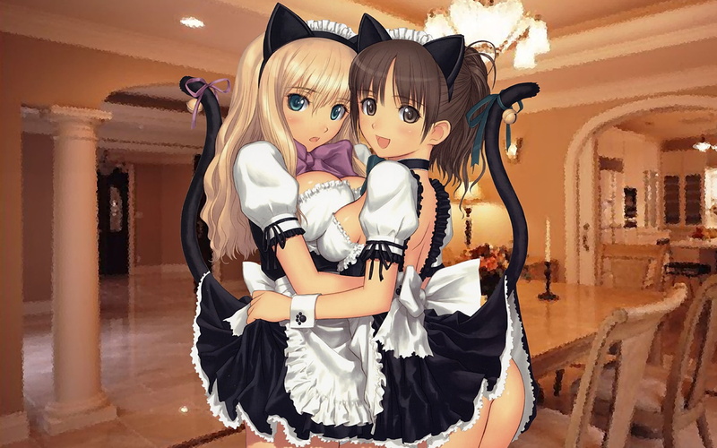 maids, animal, Tony Taka, 720P, animals, art, taka, x, cats, ears, tony, nekomimi, hd