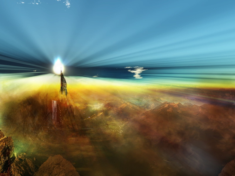 sunbeam, environment, scenics - nature, no people, digital composite, lens flare, Pulsar, architecture, beauty in nature, blurred motion, illuminated, Futuristic