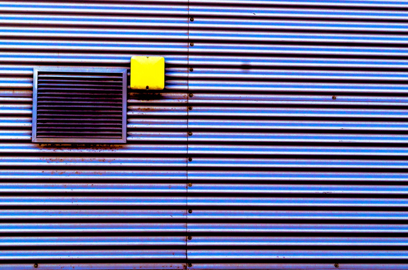 wall - building feature, city, shutter, text, light, spoke, iron, safety, home decor, staircase, wall, blue, outdoors, machine, roller, urban, closed, building exterior