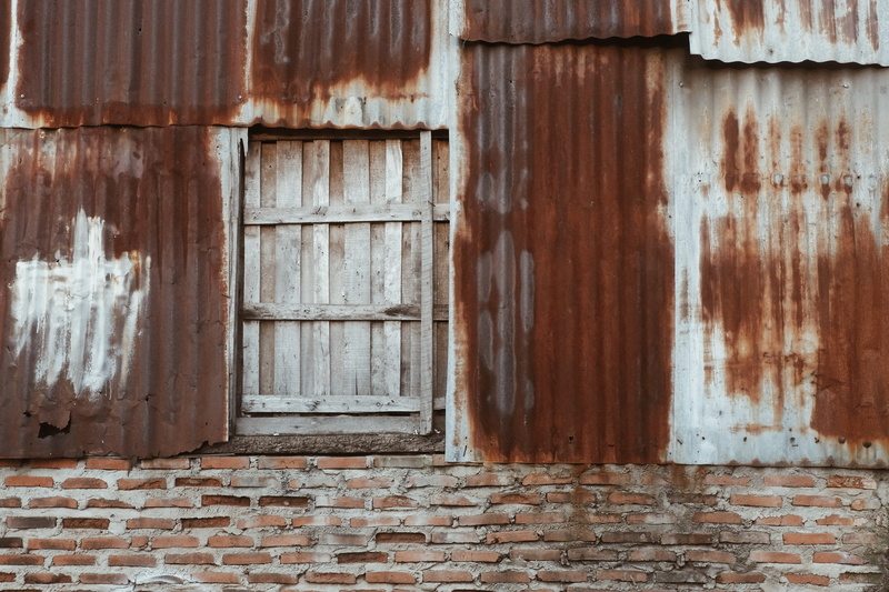 full frame, deterioration, architecture, sheet, entrance, iron, old, brick, 4K, weathered, run-down, closed, vintage, rust, decline, abandoned, metal