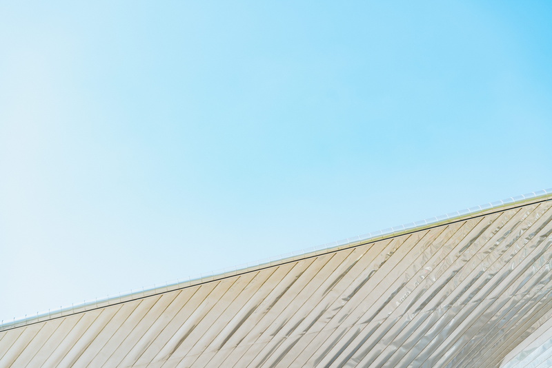 urban, no people, white, sunny, city, shape, roof tile, blue, shelter, sunlight, modern design, roof, corrugated, pattern, 8K, sky, slope, netherlands