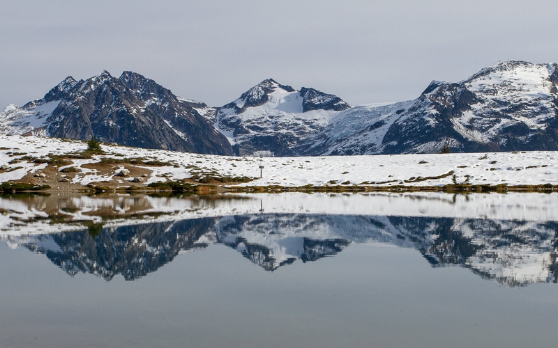 Mountain, Reflection, Snow, Lake, Elfin Lake, Earth, Winter, 1080P