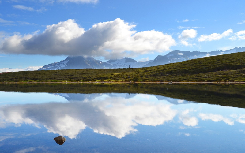 nature, tranquility, mountain range, land, 1080P, landscape, cloud - sky, beauty in nature, scenics - nature, idyllic, water, elfin lake, mountain peak