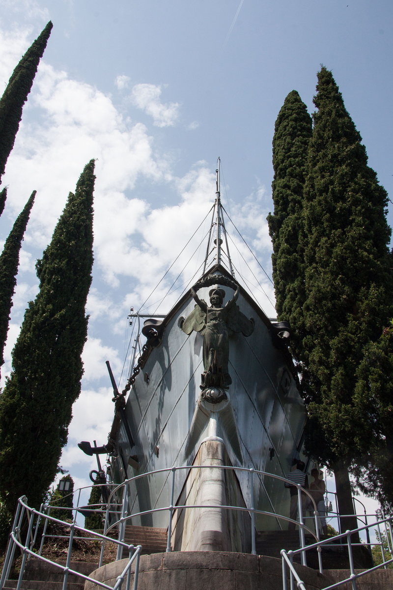 religion, surreal, contrast, galionsfigur, columnar cypress, 1923, metal, mediterranean cypress, angel, italian cypress, periwinkle, Ship, trees, Piece