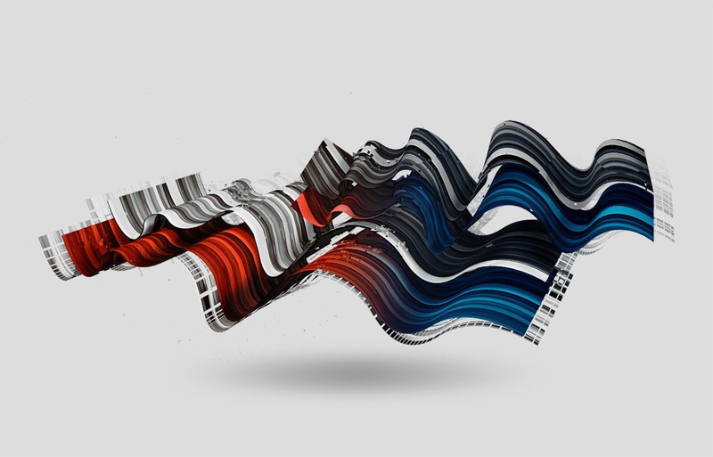 Baroille, 480P, abstract, Nicolas Monin, waves, digital art, Waveforms, White Background, 3d
