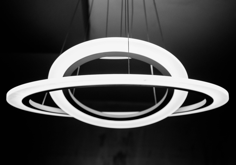 industry, geometric shape, shape, studio shot, white, communication, design, ceiling, circles, abstract, simplicity, black color, turned, close-up, no people
