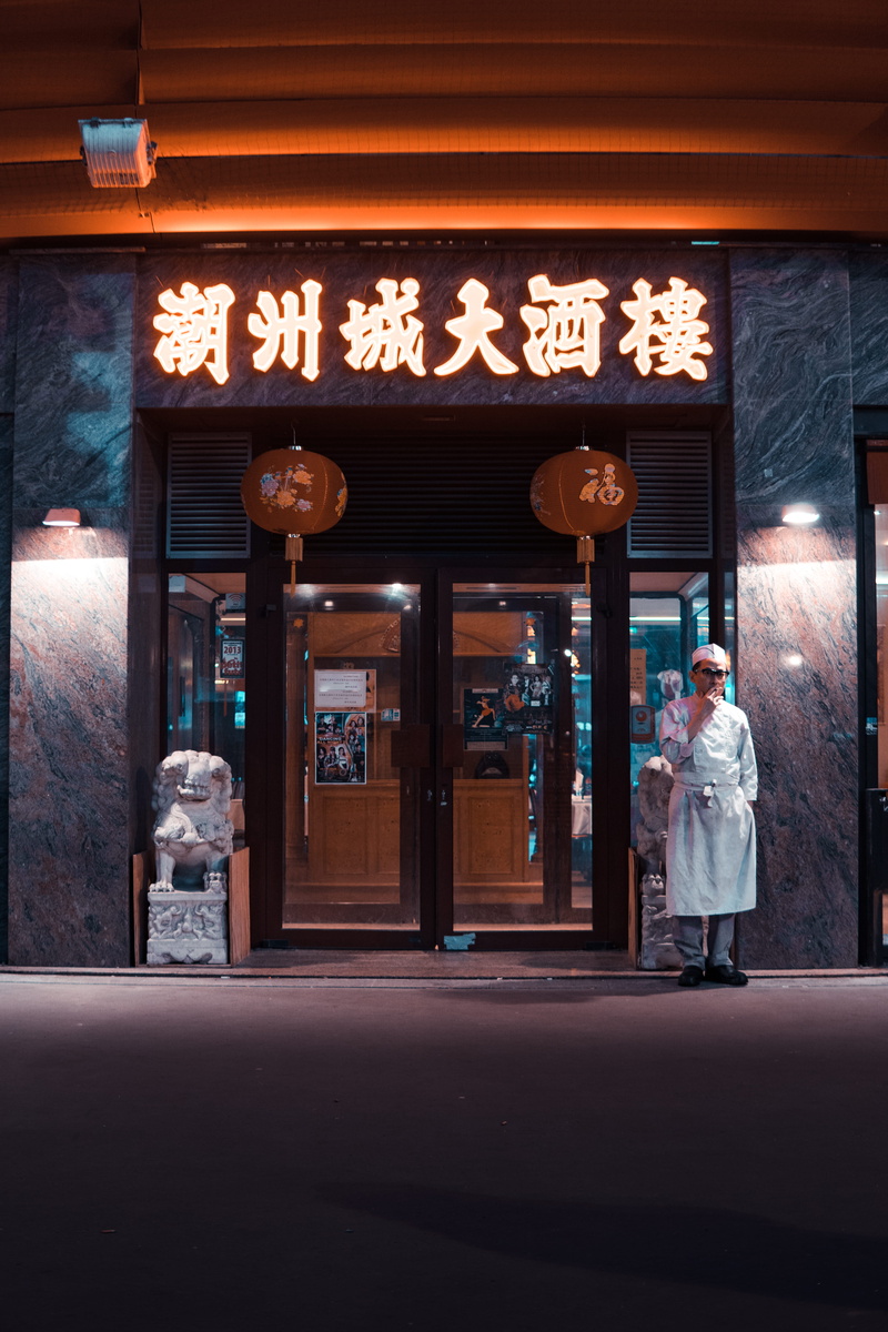 luxury, shop, paris, france, window display, man, coat, adult, restaurant, apparel, door, city, building, standing, 5K, white, neon, clothing, chanatown