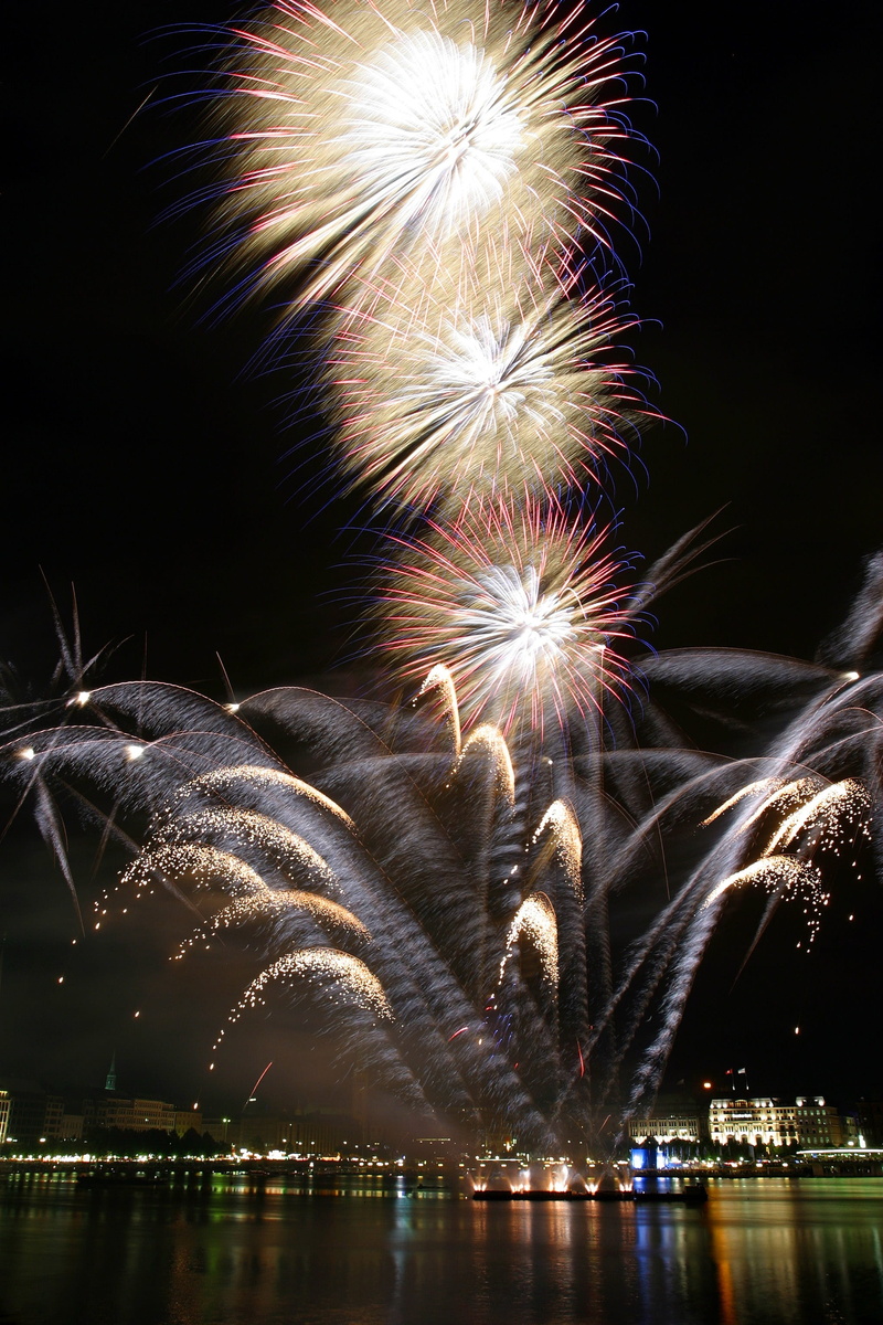 flame, at night, mystical, sylvester, 2K, glow, sky, no people, firework display, night, water, outdoors, black background, firework, river, illumination