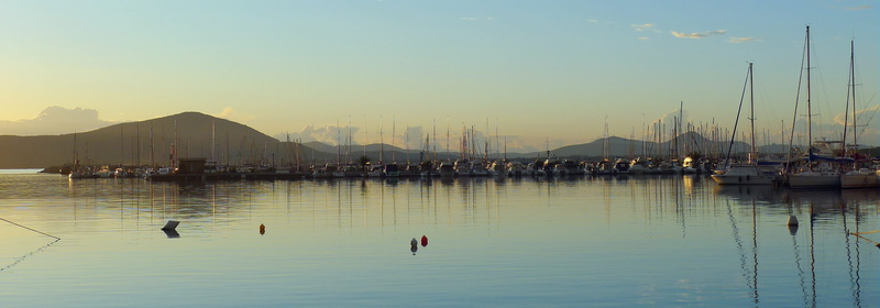 vertebrate, mountain, landscape, reflection, animal themes, tranquility, 4K, sea, waterfront, sky, architecture, lake, Sardinia, summer, nautical vessel
