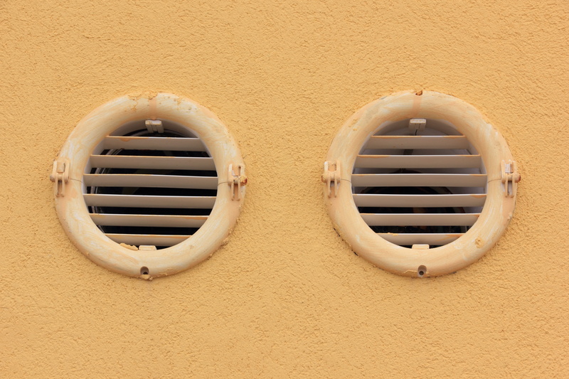 indoors, building exterior, air duct, close-up, shape, Sardinia, architecture, air conditioner, yellow, 4K, wall, circle, no people, geometric shape, outdoors