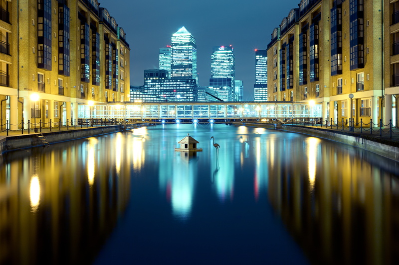 urban Scene, canary wharf, canon, water, london  england  uk, reflection, city, river, 5K, body, concrete, illuminated, night, body of water, vle, cityscape