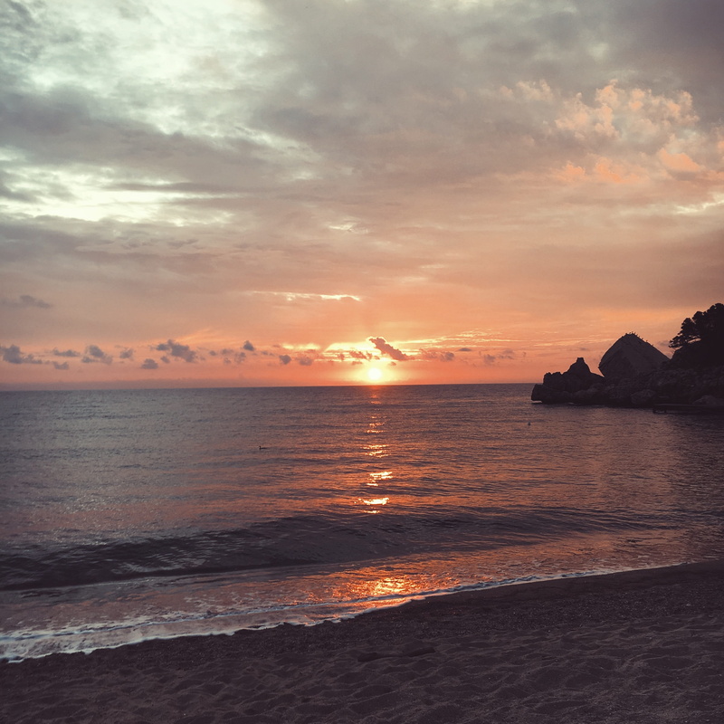 water, italy, idyllic, beach, beauty in nature, sardinia, sky, sea, sardegna, waves, cliff, scenics - nature, orange color, sunset, no people, tree, reflection
