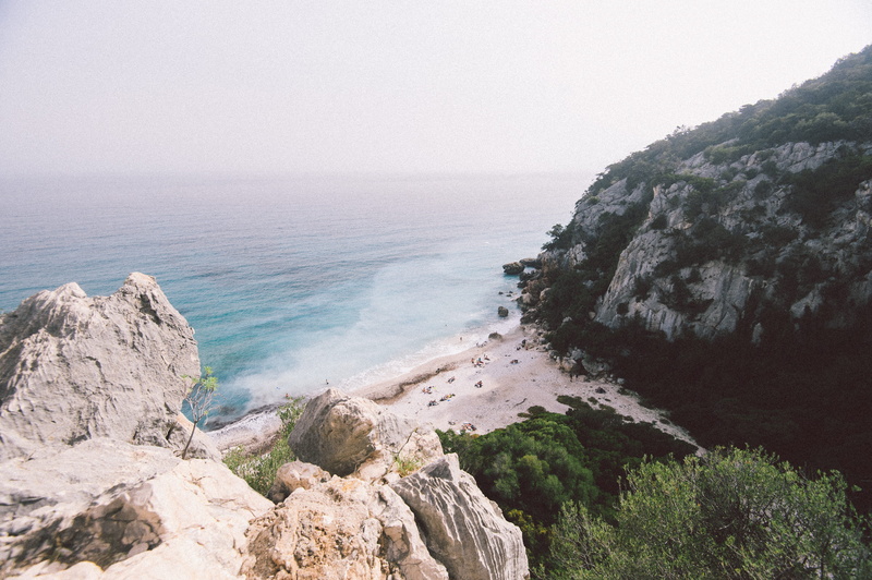 water, land, tree, cliff, sand, no people, high angle view, sardinium, rock - object, rock formation, beauty in nature, bush, formation, tranquil scene