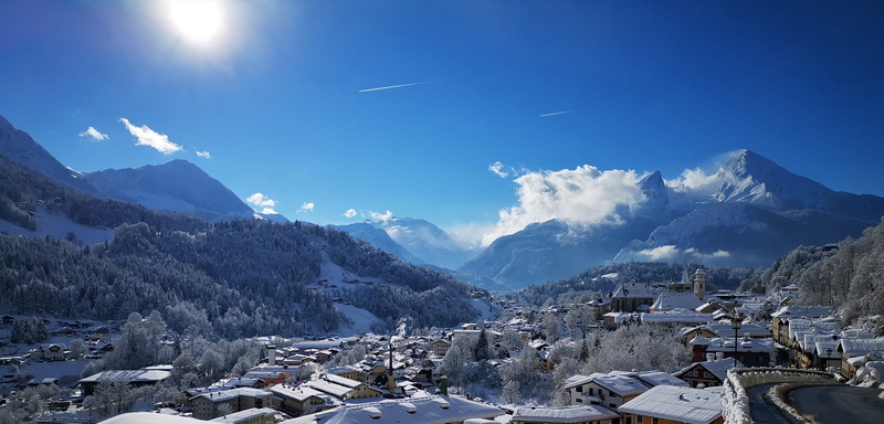 watzmann, panorama, rest, winter holiday, outdoors, sunlight, day, 4K, berchtesgaden, walk, scenics - nature, cloud - sky, mountains, landscape, mountain range
