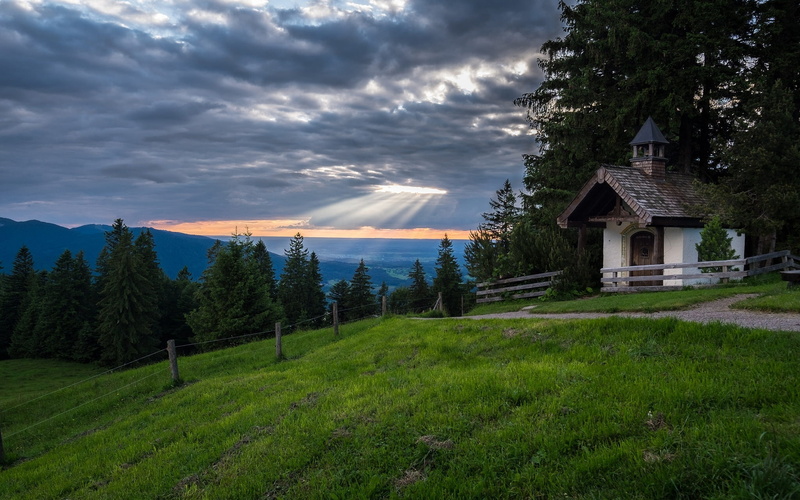 Bavarian Alps, Germany, chapel, 1080P, The Bavarian Alps, mountains, Bavaria, Bayern, Alps, Tegernsee