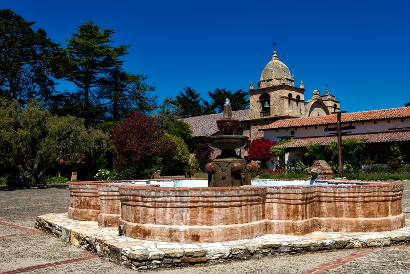 borromeo, blue, 1080P, no people, carmel-by-the-sea, religion, architecture, clear sky, landmark, day, ancient civilization, nature, hdr, outdoors, historic