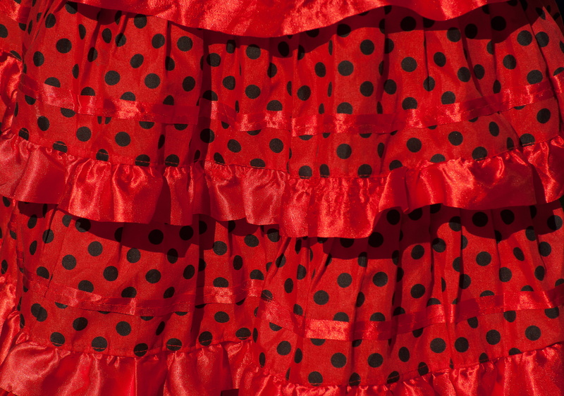 close-up, fashion, no people, abundance, white color, polka dot, red, andalusia, dancers, dresses, polka, spain, black, clothing, group of objects, dot