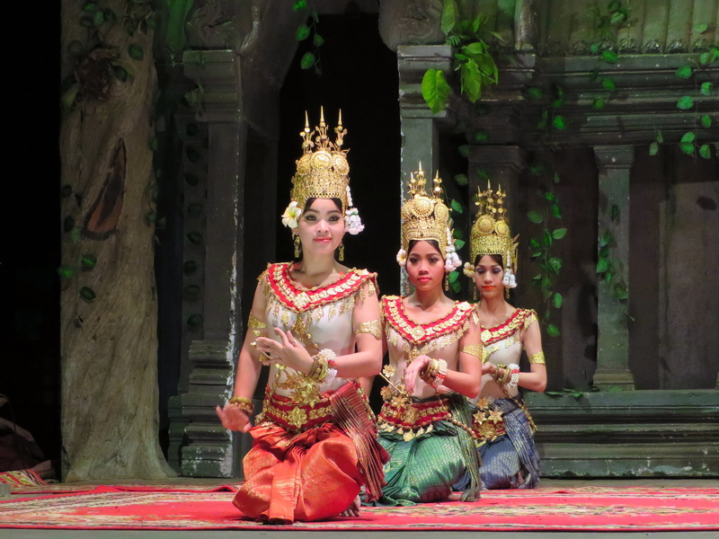 three, smiling, beautiful woman, young adult, traditional clothing, sitting, people, cambodia, architecture, dresses, architectural column, real people