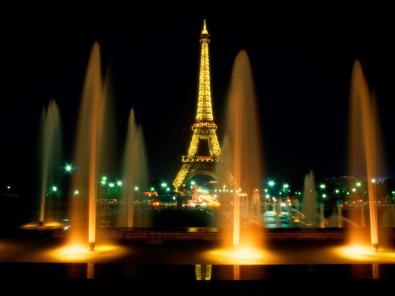nature, architecture, building, office building exterior, motion, night, Paris, water, tourism, lights, Eiffel Tower, spire, tower, built structure, tall - high