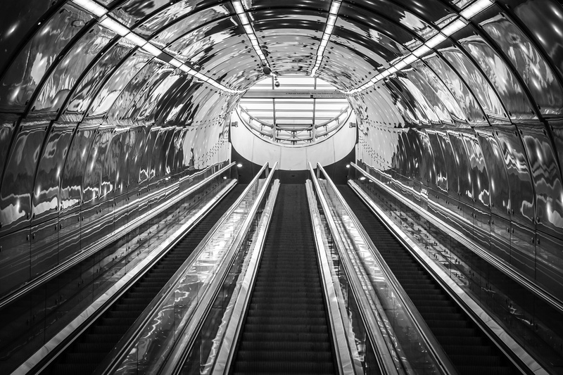 building, travel, transport, subway, ceiling, rail transportation, futuristic, public transportation, station, tube, long, metro, low angle shot, underground