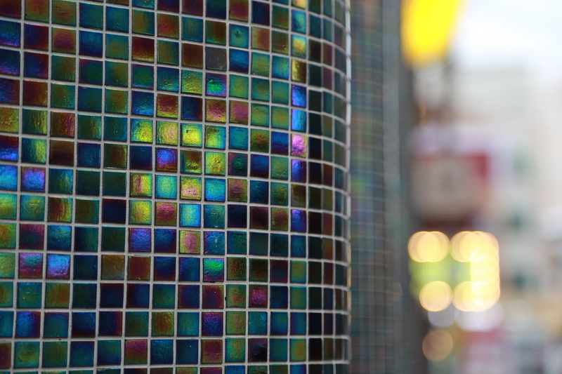 outdoors, post, selective focus, barrier, rainbow, closeup, glass, republic of korea, multi Colored, focus on foreground, urban Scene, day, pattern, abstract