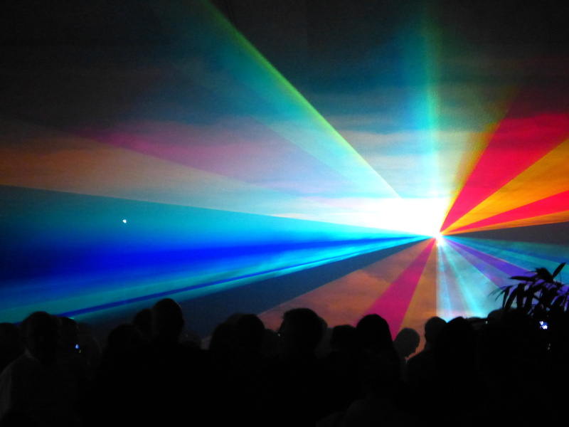 arts culture and entertainment, crowd, spectator, laser show, 4K, lighting equipment, real people, group of people, color, laser, stage - performance space